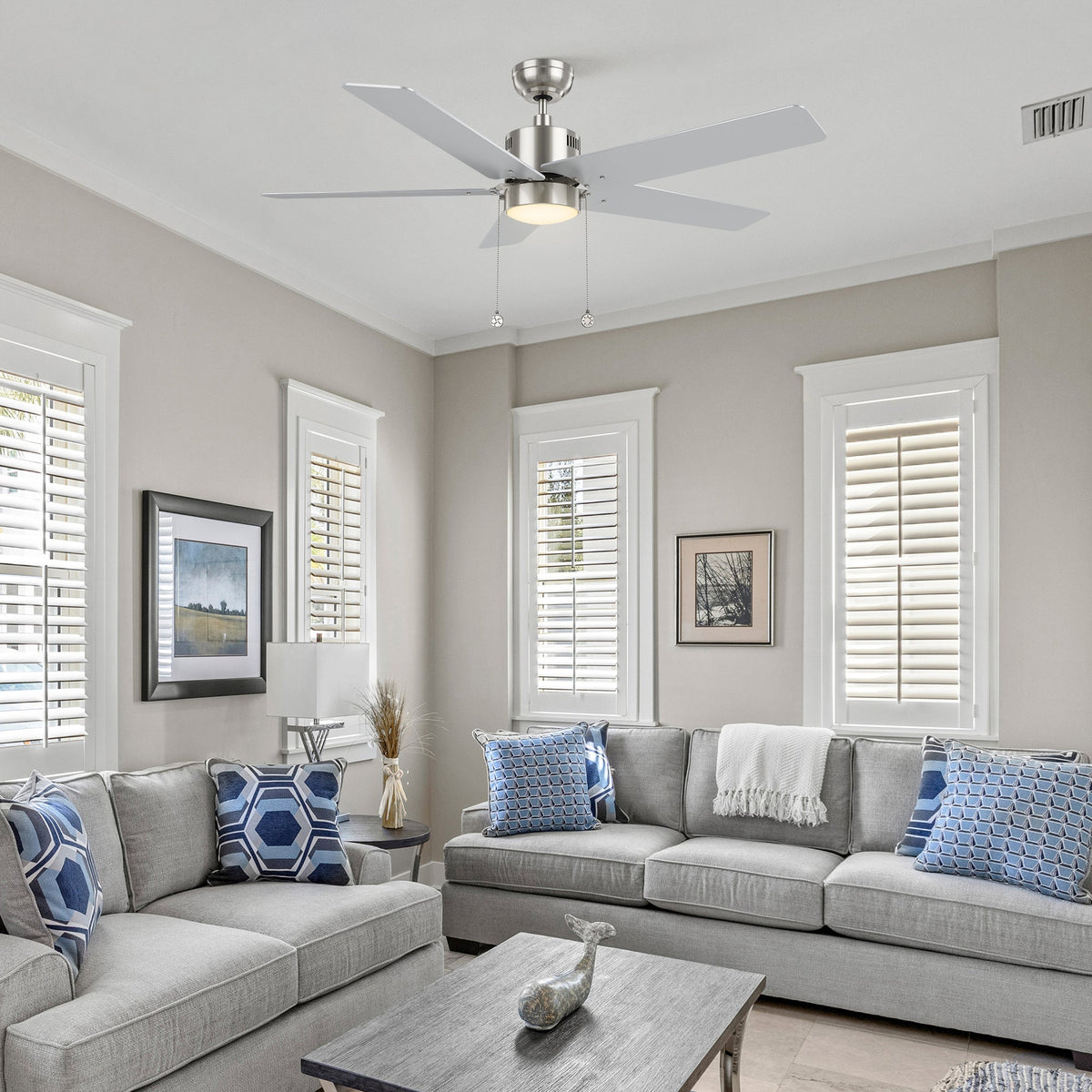 APEX 52 inch 5-Blade Ceiling Fan with LED Light & Pull Chain