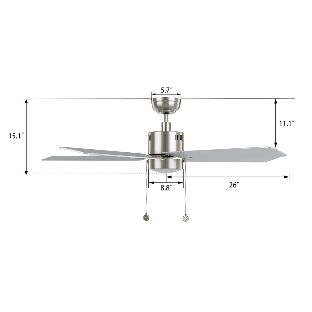 APEX 52 inch 5-Blade Ceiling Fan with LED Light & Pull Chain