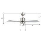 APEX 52 inch 5-Blade Ceiling Fan with LED Light & Pull Chain