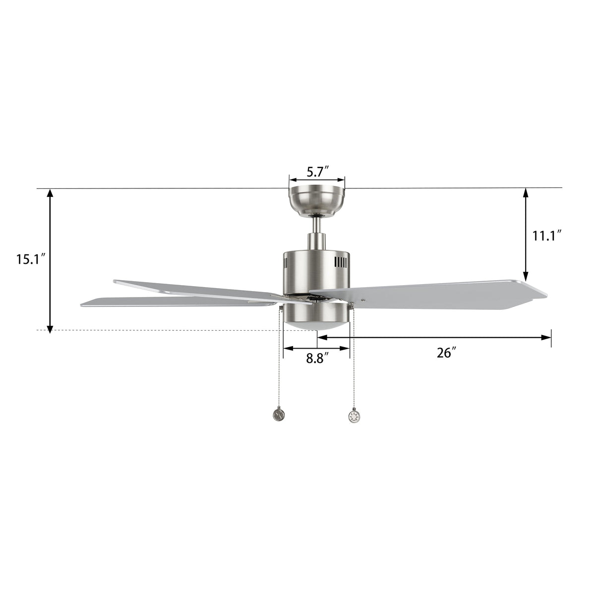 APEX 52 inch 5-Blade Ceiling Fan with LED Light & Pull Chain