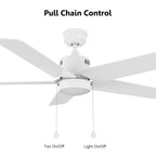 APEX 52 inch 5-Blade Ceiling Fan with LED Light & Pull Chain