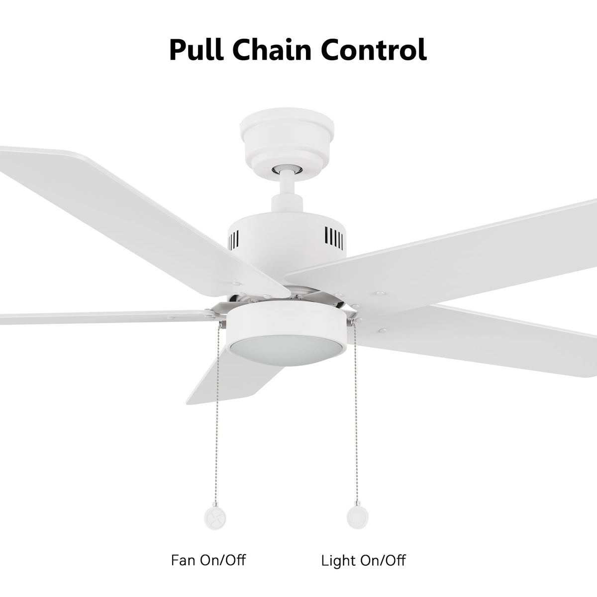 APEX 52 inch 5-Blade Ceiling Fan with LED Light & Pull Chain