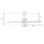 APEX 52 inch 5-Blade Ceiling Fan with LED Light & Pull Chain