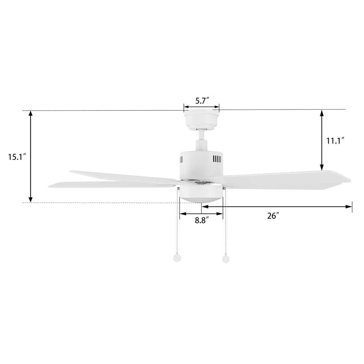APEX 52 inch 5-Blade Ceiling Fan with LED Light & Pull Chain