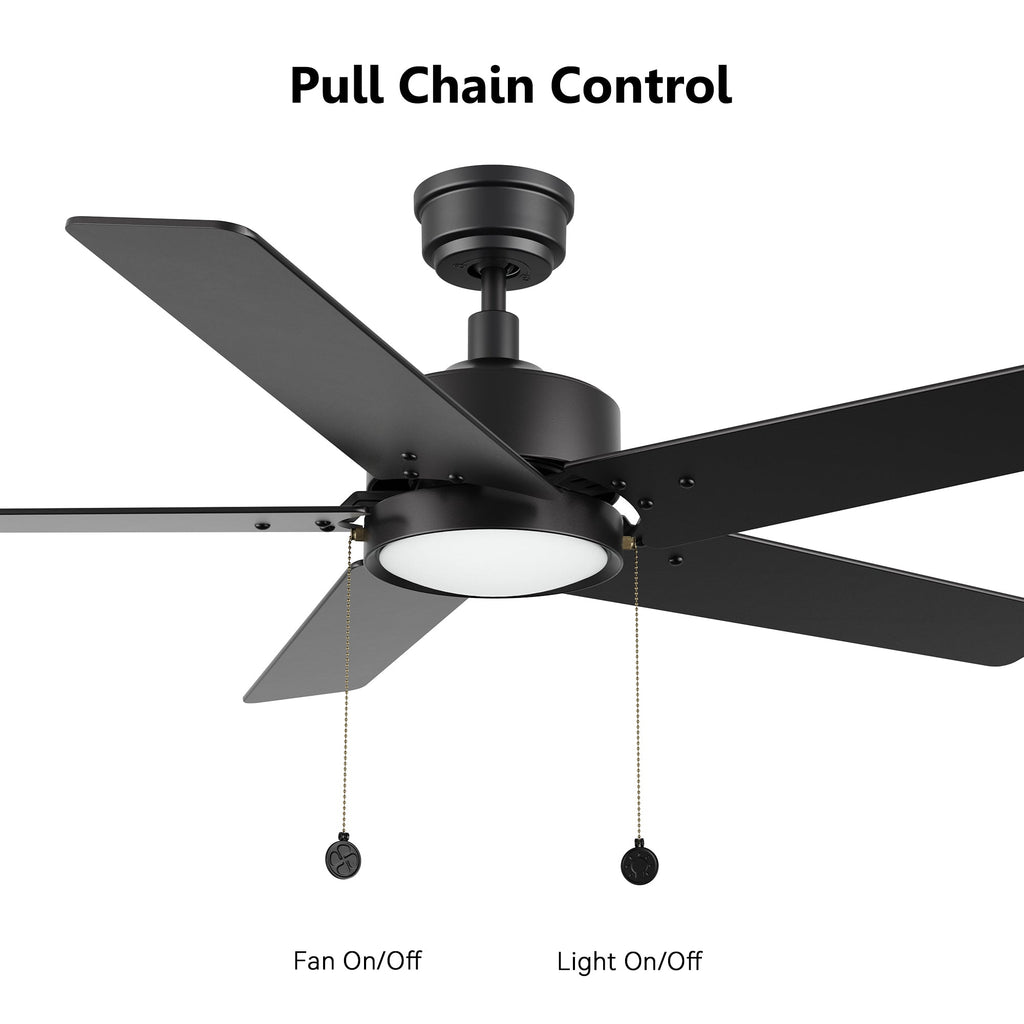 VINK 52 inch 5-Blade Ceiling Fan with LED Light & Pull Chain