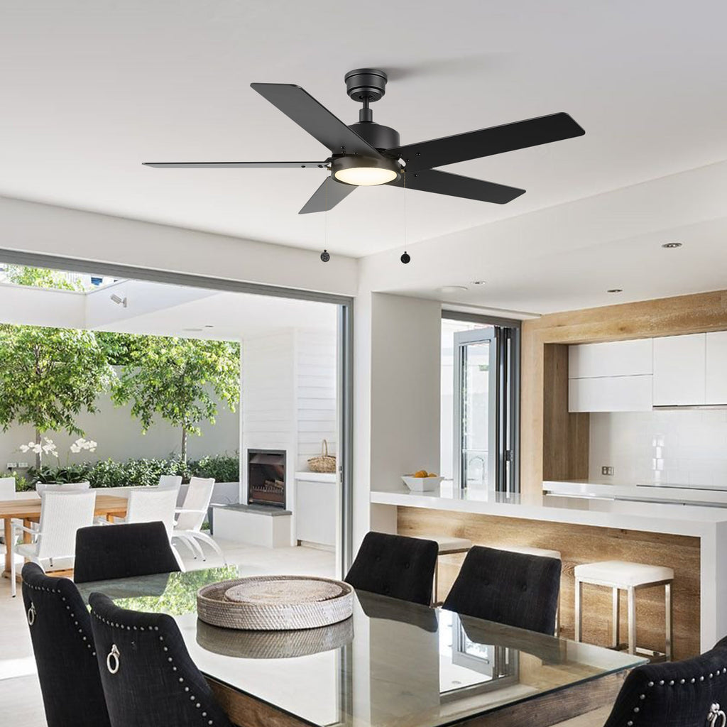 VINK 52 inch 5-Blade Ceiling Fan with LED Light & Pull Chain