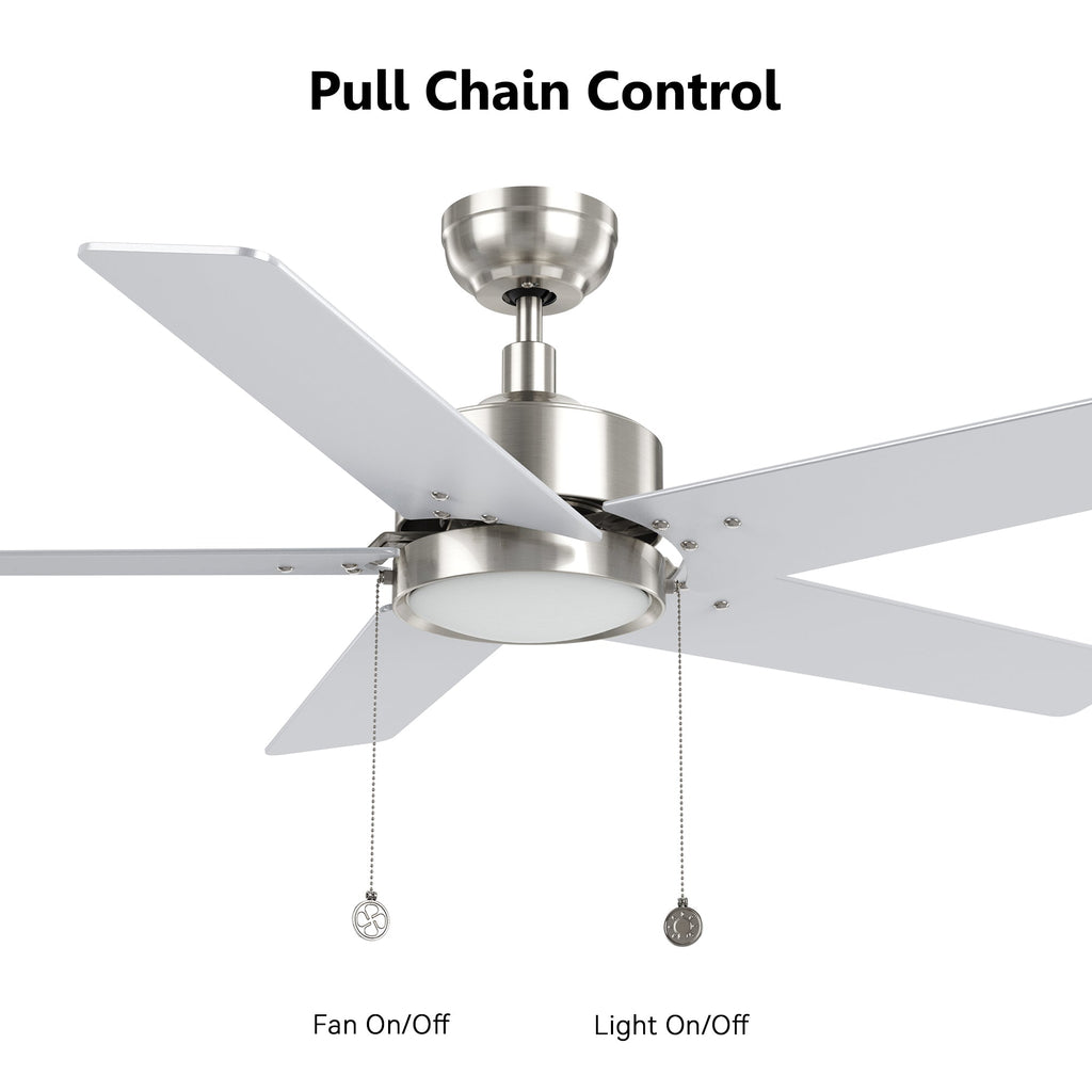 VINK 52 inch 5-Blade Ceiling Fan with LED Light & Pull Chain