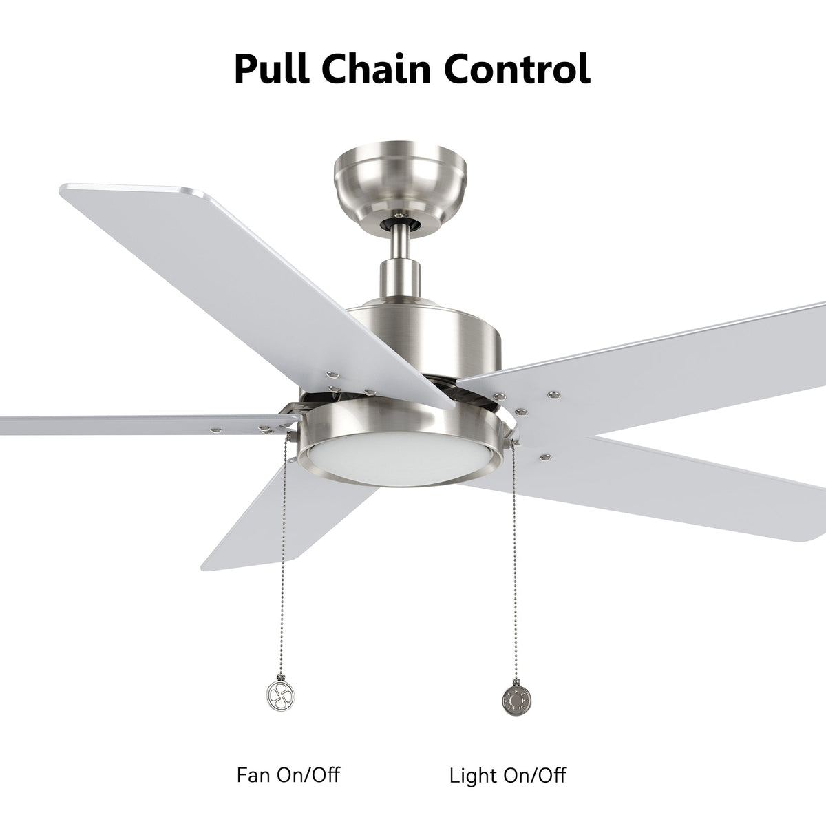 VINK 52 inch 5-Blade Ceiling Fan with LED Light & Pull Chain