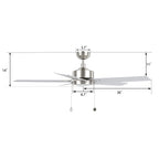 VINK 52 inch 5-Blade Ceiling Fan with LED Light & Pull Chain