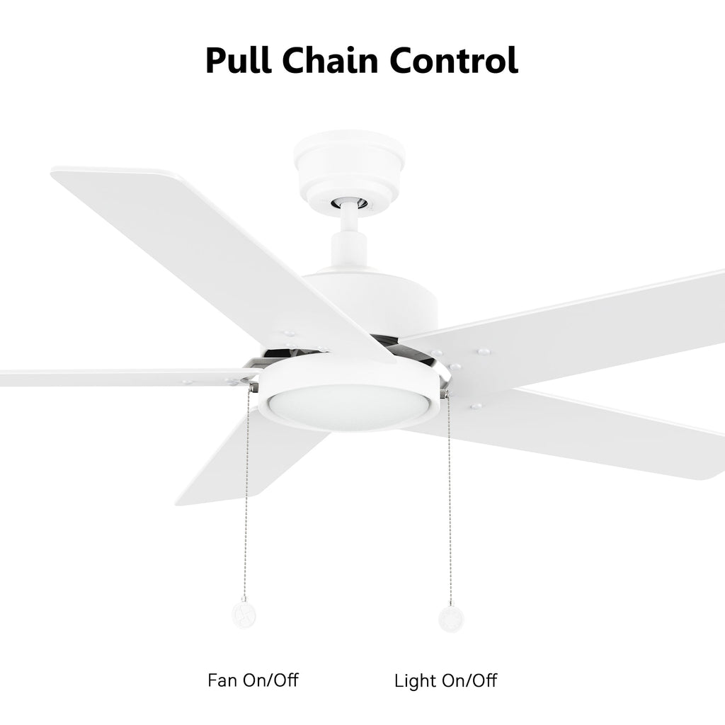 VINK 52 inch 5-Blade Ceiling Fan with LED Light & Pull Chain