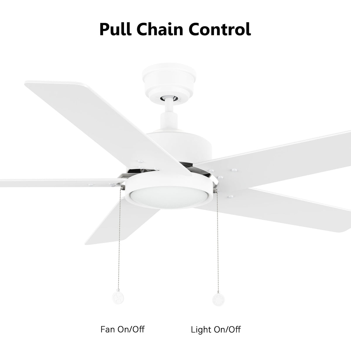 VINK 52 inch 5-Blade Ceiling Fan with LED Light & Pull Chain