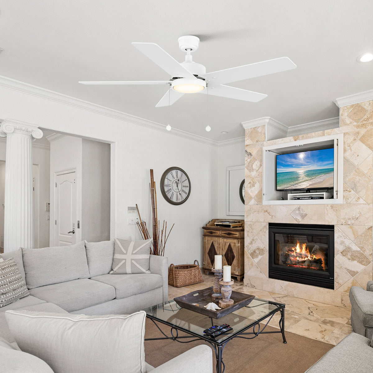 VINK 52 inch 5-Blade Ceiling Fan with LED Light & Pull Chain