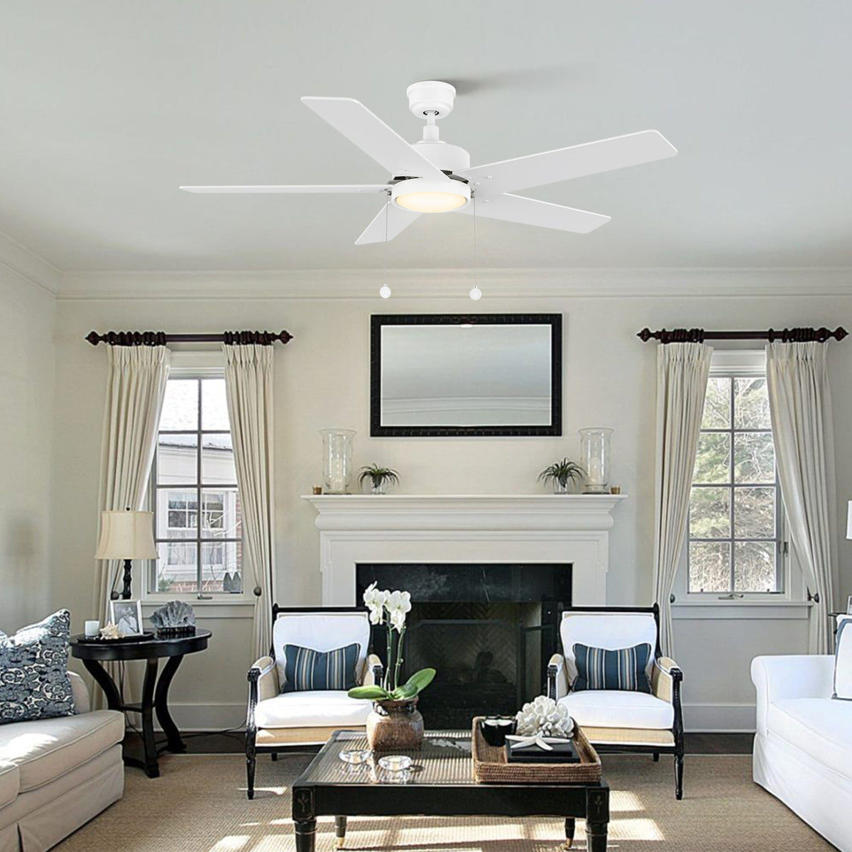 VINK 52 inch 5-Blade Ceiling Fan with LED Light & Pull Chain