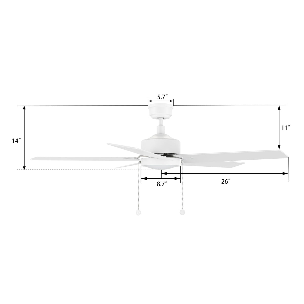 VINK 52 inch 5-Blade Ceiling Fan with LED Light & Pull Chain