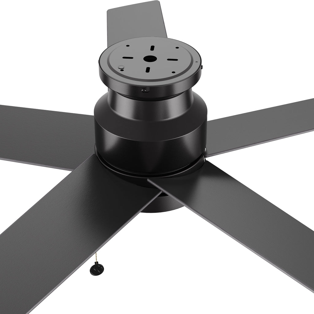 ASCOTT 52 inch 5-Blade Flush Mount No Light Ceiling Fan with Pull Chain