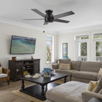 ASCOTT 52 inch 5-Blade Flush Mount No Light Ceiling Fan with Pull Chain