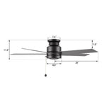 ASCOTT 52 inch 5-Blade Flush Mount No Light Ceiling Fan with Pull Chain