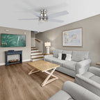 ASCOTT 52 inch 5-Blade Flush Mount No Light Ceiling Fan with Pull Chain