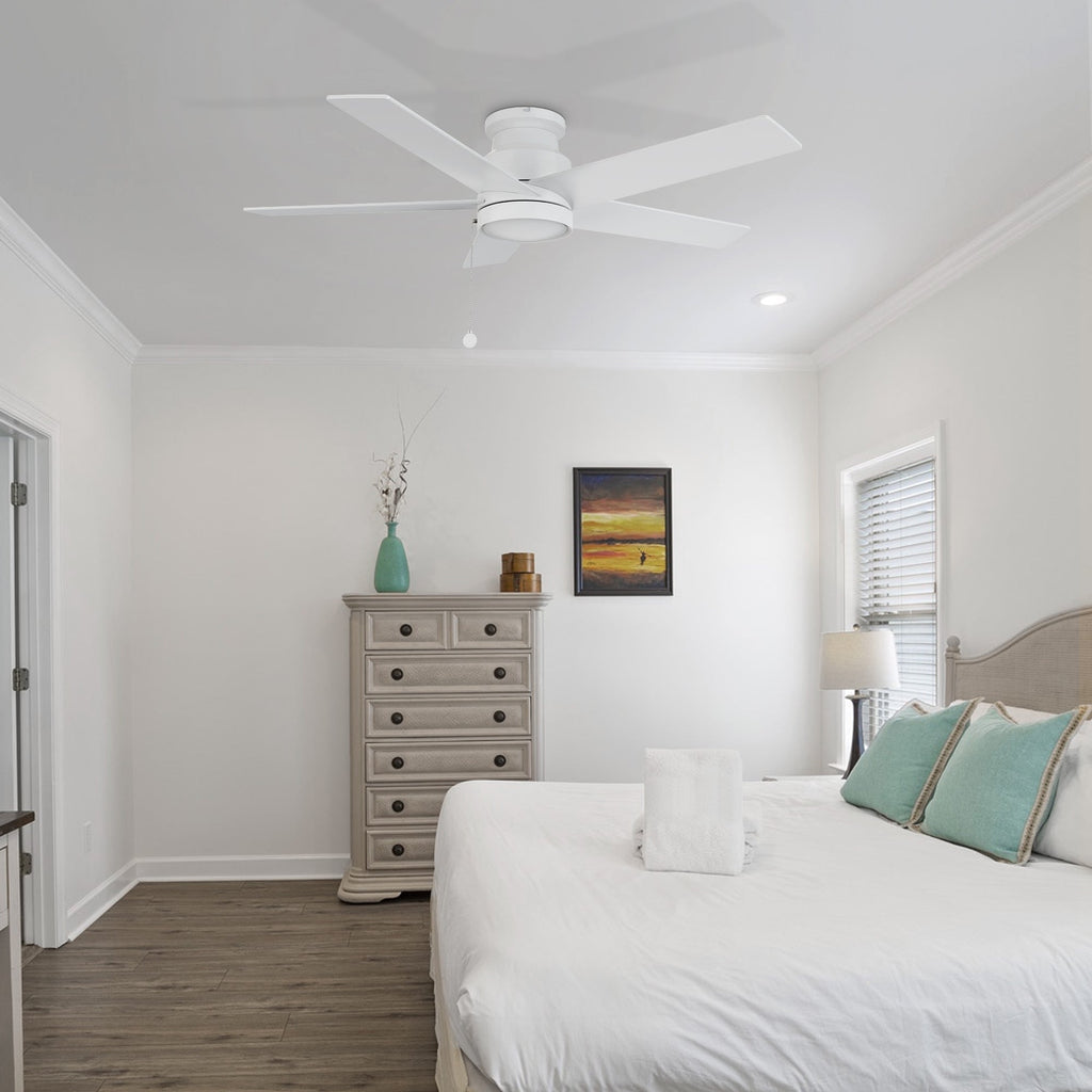 ASCOTT 52 inch 5-Blade Flush Mount No Light Ceiling Fan with Pull Chain