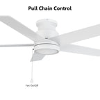 ASCOTT 52 inch 5-Blade Flush Mount No Light Ceiling Fan with Pull Chain