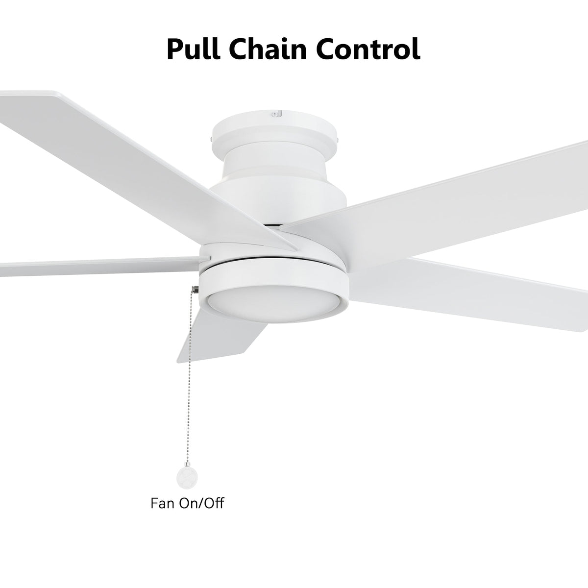 ASCOTT 52 inch 5-Blade Flush Mount No Light Ceiling Fan with Pull Chain