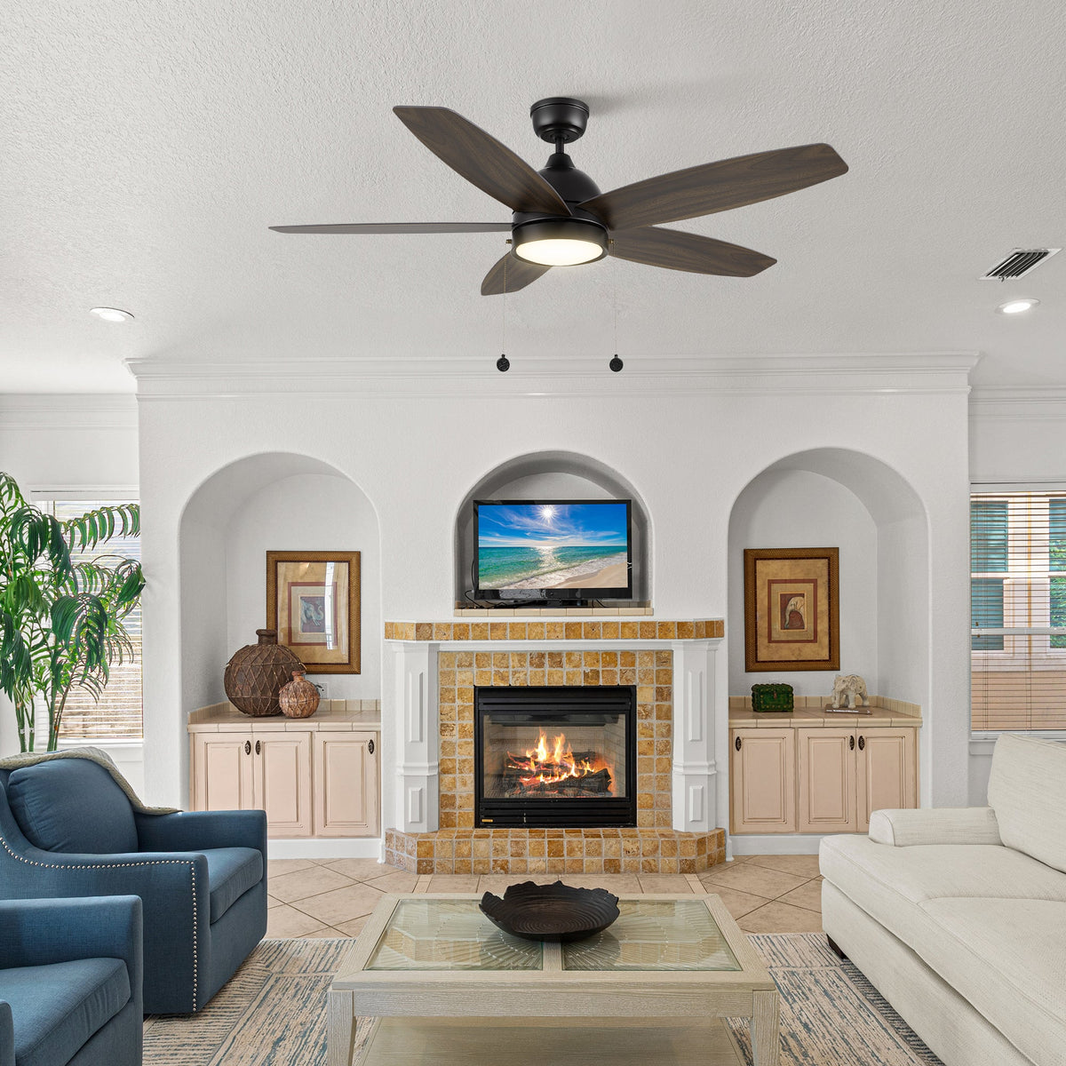 GREENWOOD 52" 5-Blade Ceiling Fan with LED Lighrt & Pull Chain