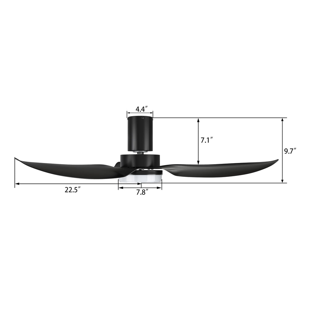 BUDE 45 inch 3-Blade Flush Mount Ceiling Fan with LED Light & Remote