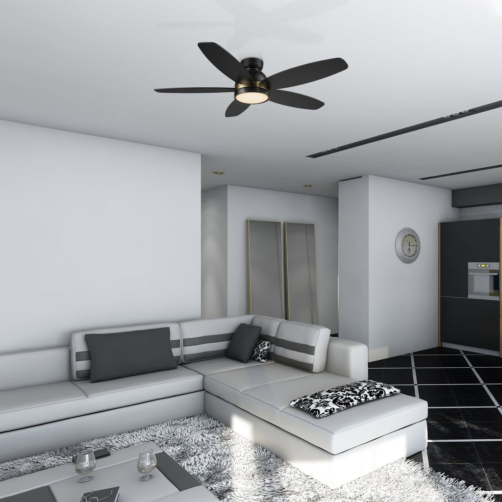 WEBSTER 48 inch 5-Blade Flush Mount Ceiling Fan with LED Light & Remote