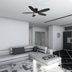 WEBSTER 48 inch 5-Blade Flush Mount Ceiling Fan with LED Light & Remote