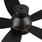 WEBSTER 48 inch 5-Blade Flush Mount Ceiling Fan with LED Light & Remote