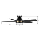 WEBSTER 48 inch 5-Blade Flush Mount Ceiling Fan with LED Light & Remote