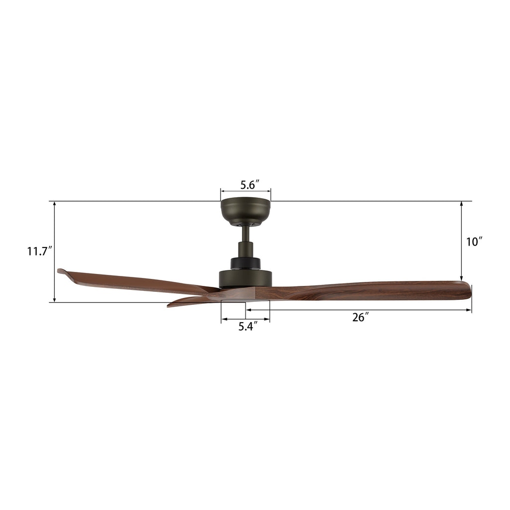 KARSYN 52 inch 3-Blade No Light Ceiling Fan with Remote