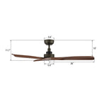 KARSYN 52 inch 3-Blade No Light Ceiling Fan with Remote