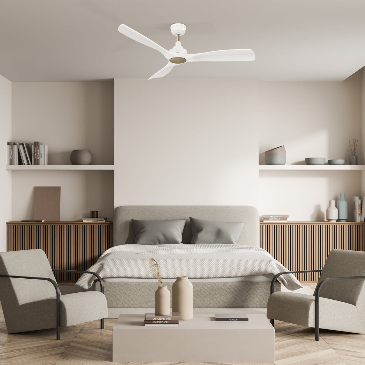 KARSYN 52 inch 3-Blade No Light Ceiling Fan with Remote