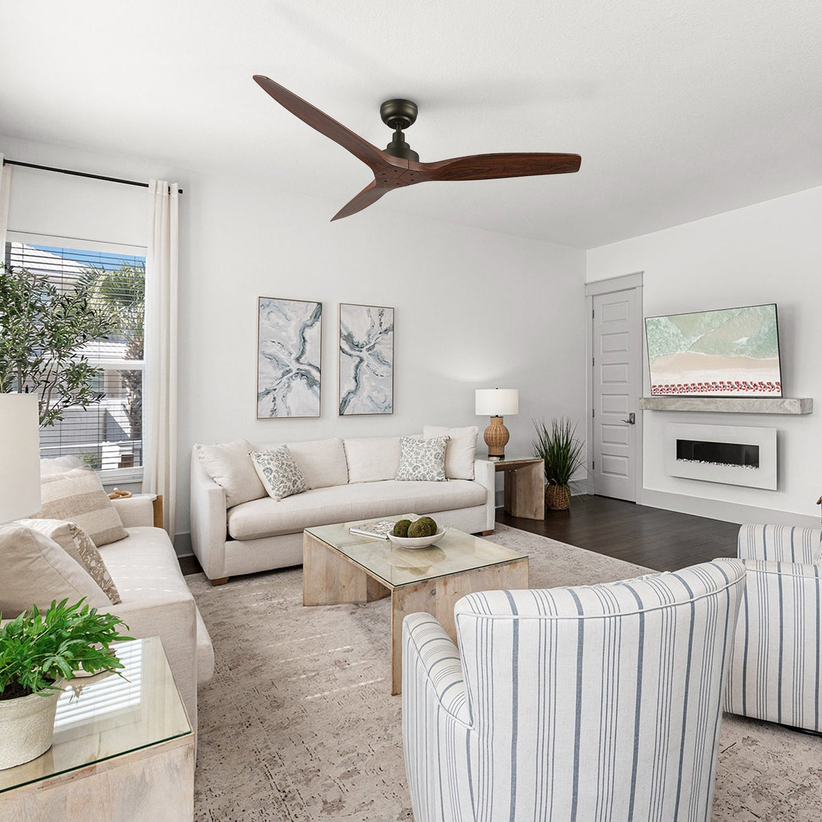 STRATOS 52 inch 3-Blade No Light Ceiling Fan with Remote
