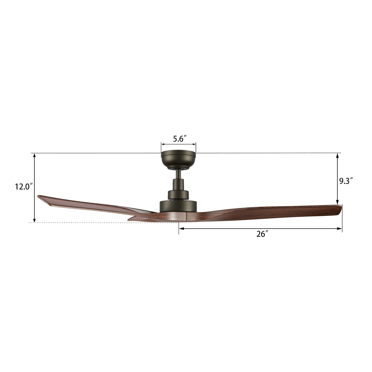 STRATOS 52 inch 3-Blade No Light Ceiling Fan with Remote