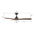 ECOSKY 52 inch 3-Blade Ceiling Fan with LED Light & Remote
