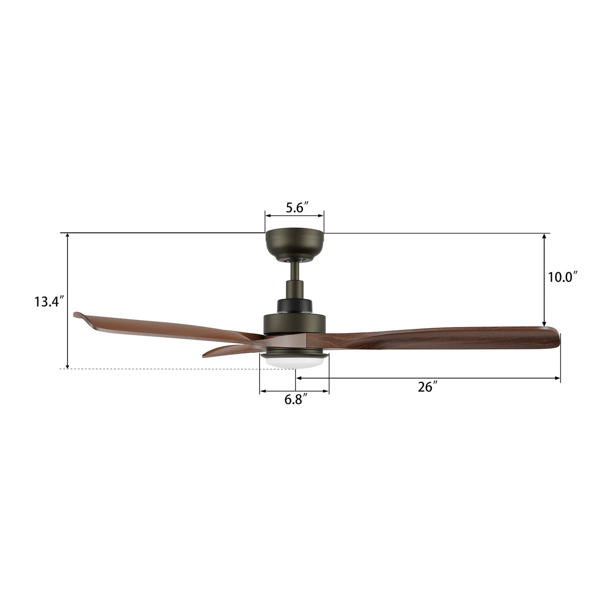 ECOSKY 52 inch 3-Blade Ceiling Fan with LED Light & Remote