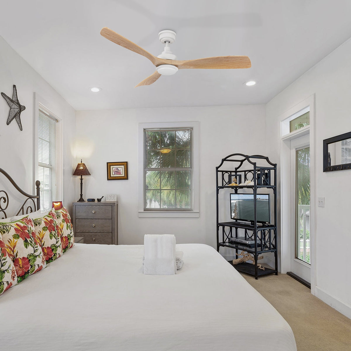 ECOSKY 52 inch 3-Blade Ceiling Fan with LED Light & Remote