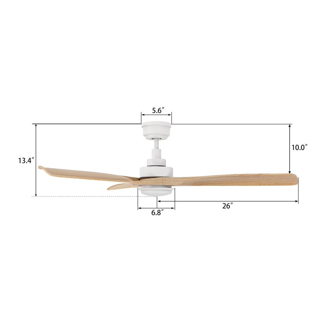 ECOSKY 52 inch 3-Blade Ceiling Fan with LED Light & Remote