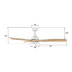ECOSKY 52 inch 3-Blade Ceiling Fan with LED Light & Remote