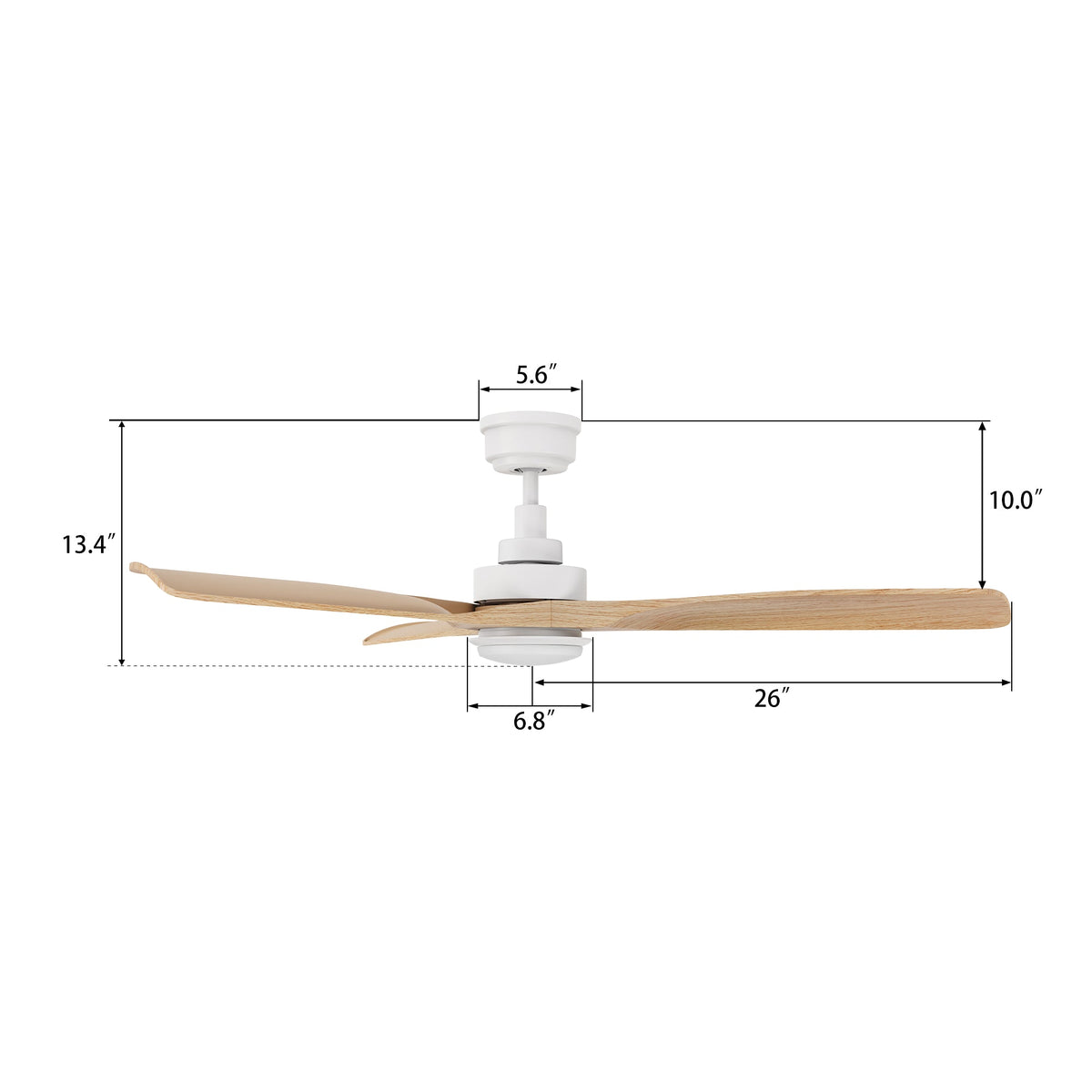 ECOSKY 52 inch 3-Blade Ceiling Fan with LED Light & Remote
