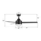 KIMBALL 52 inch 3-Blade Ceiling Fan with LED Light & Remote