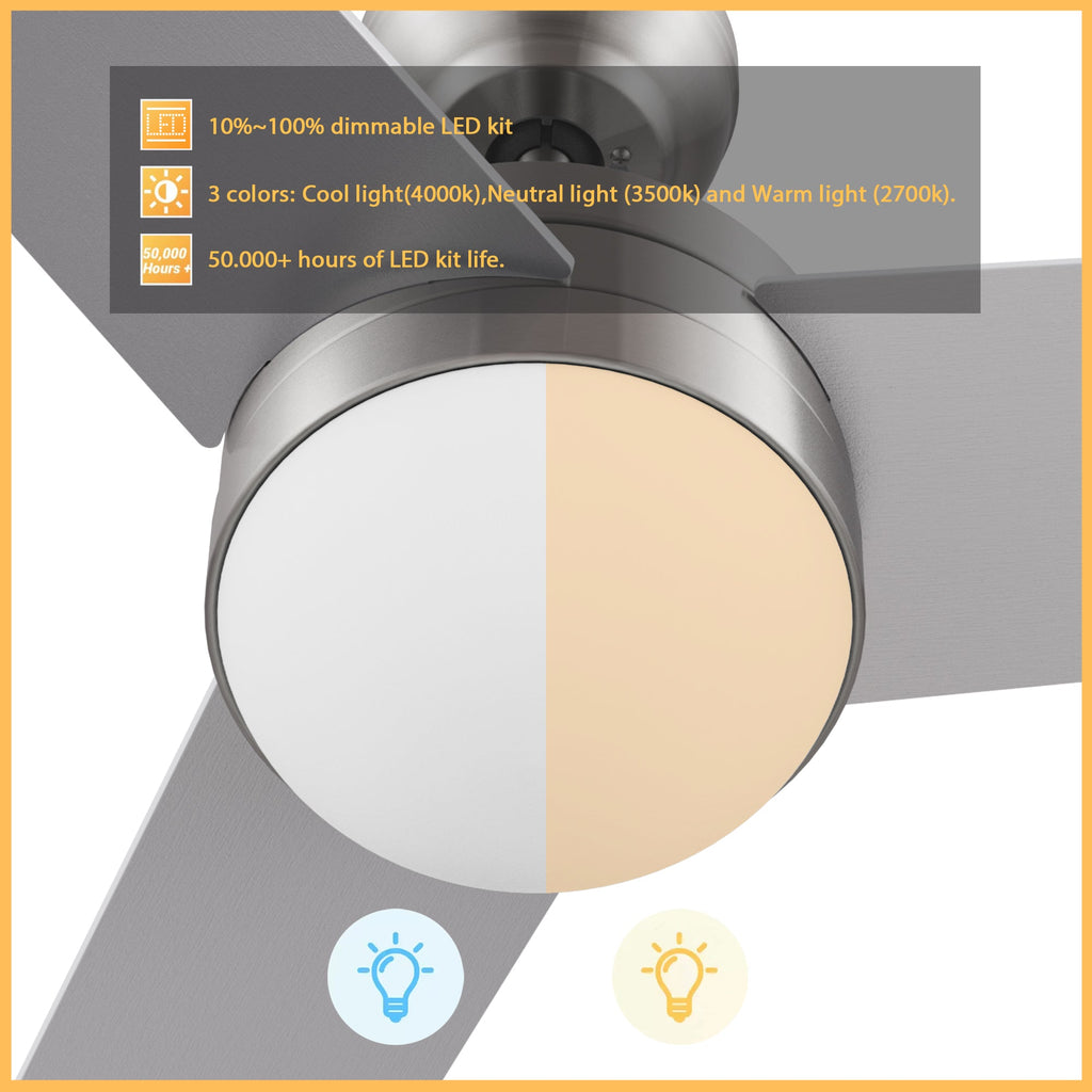 KIMBALL 52 inch 3-Blade Ceiling Fan with LED Light & Remote