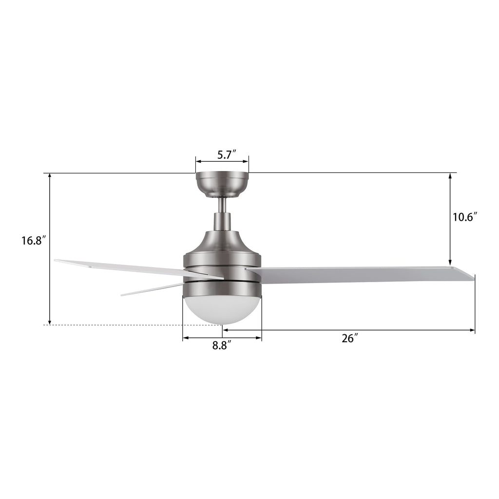 KIMBALL 52 inch 3-Blade Ceiling Fan with LED Light & Remote