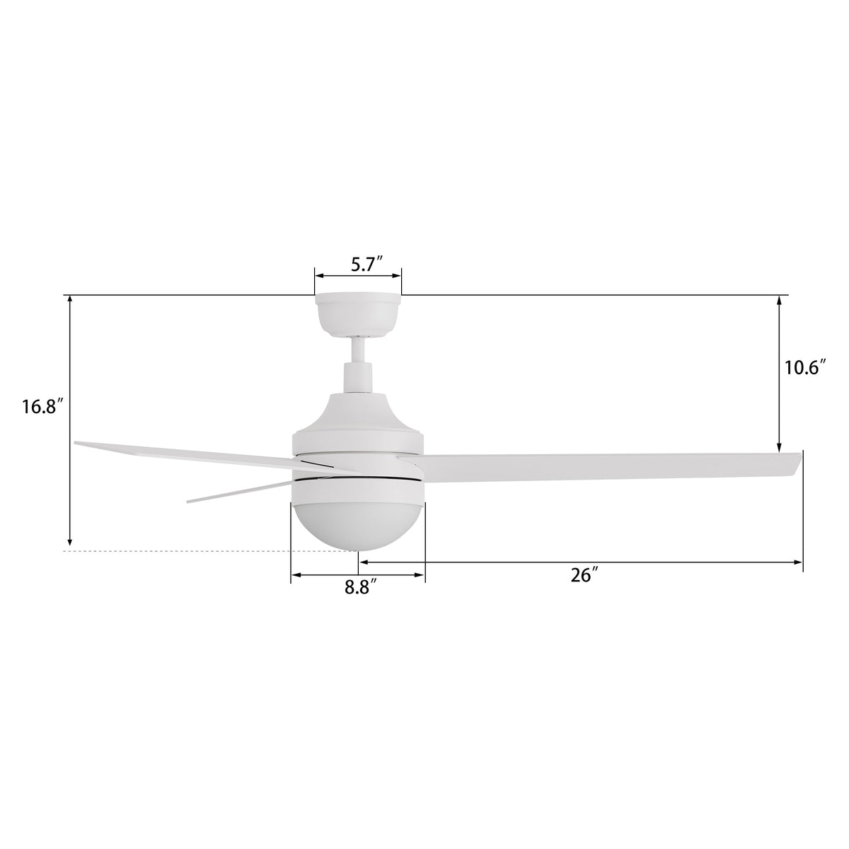 KIMBALL 52 inch 3-Blade Ceiling Fan with LED Light & Remote