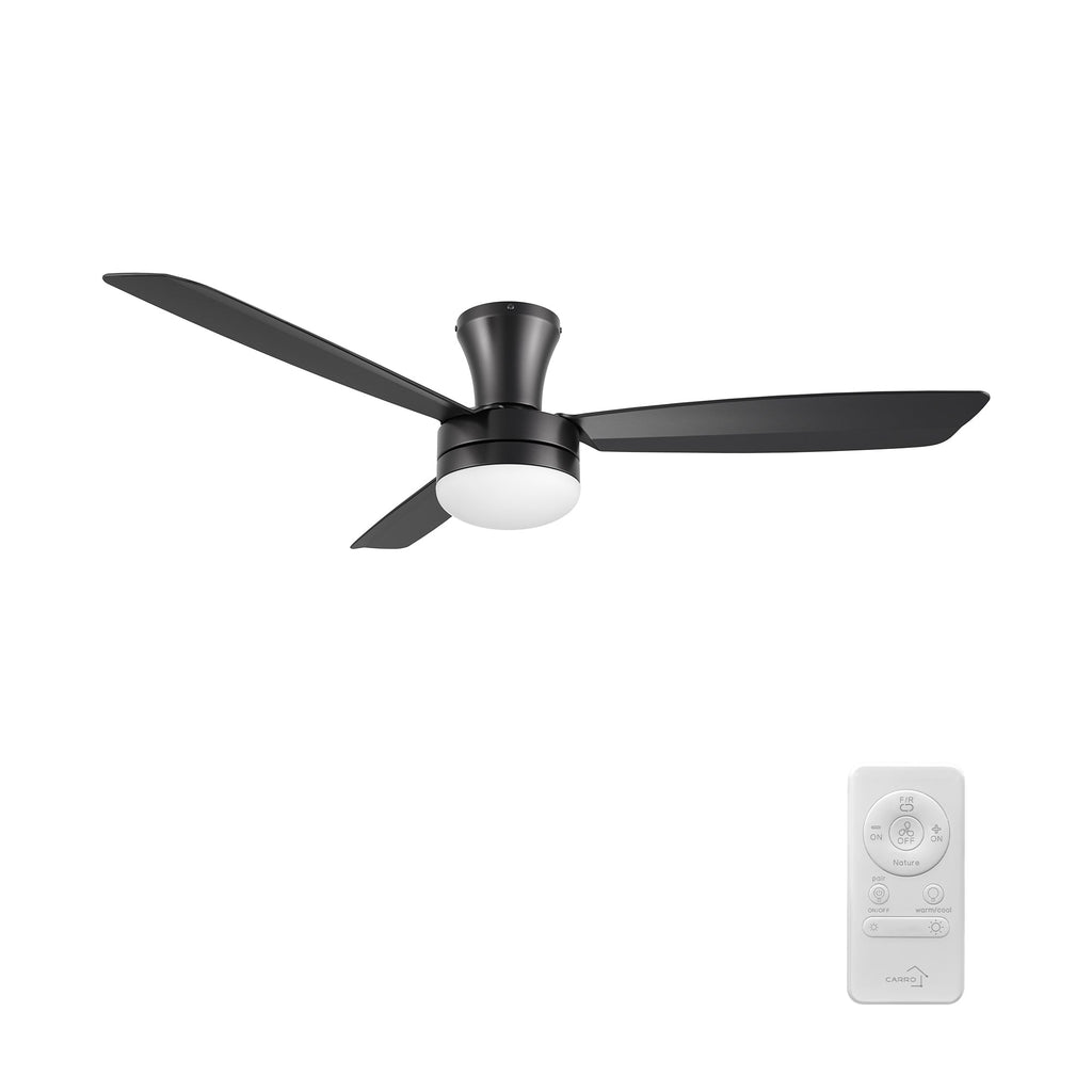 VARA 52 inch 3-Blade Flush Mount Ceiling Fan with LED light & Remote