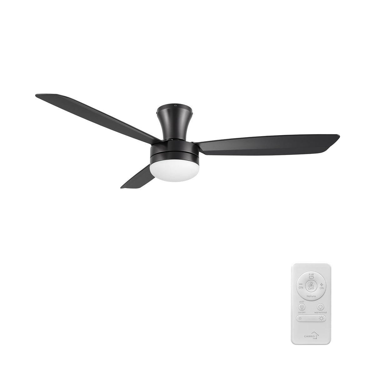 VARA 52 inch 3-Blade Flush Mount Ceiling Fan with LED light & Remote