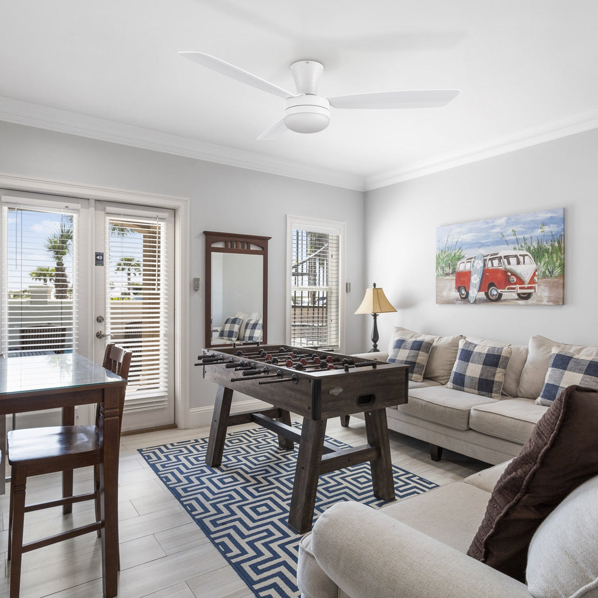 VARA 52 inch 3-Blade Flush Mount Ceiling Fan with LED light & Remote