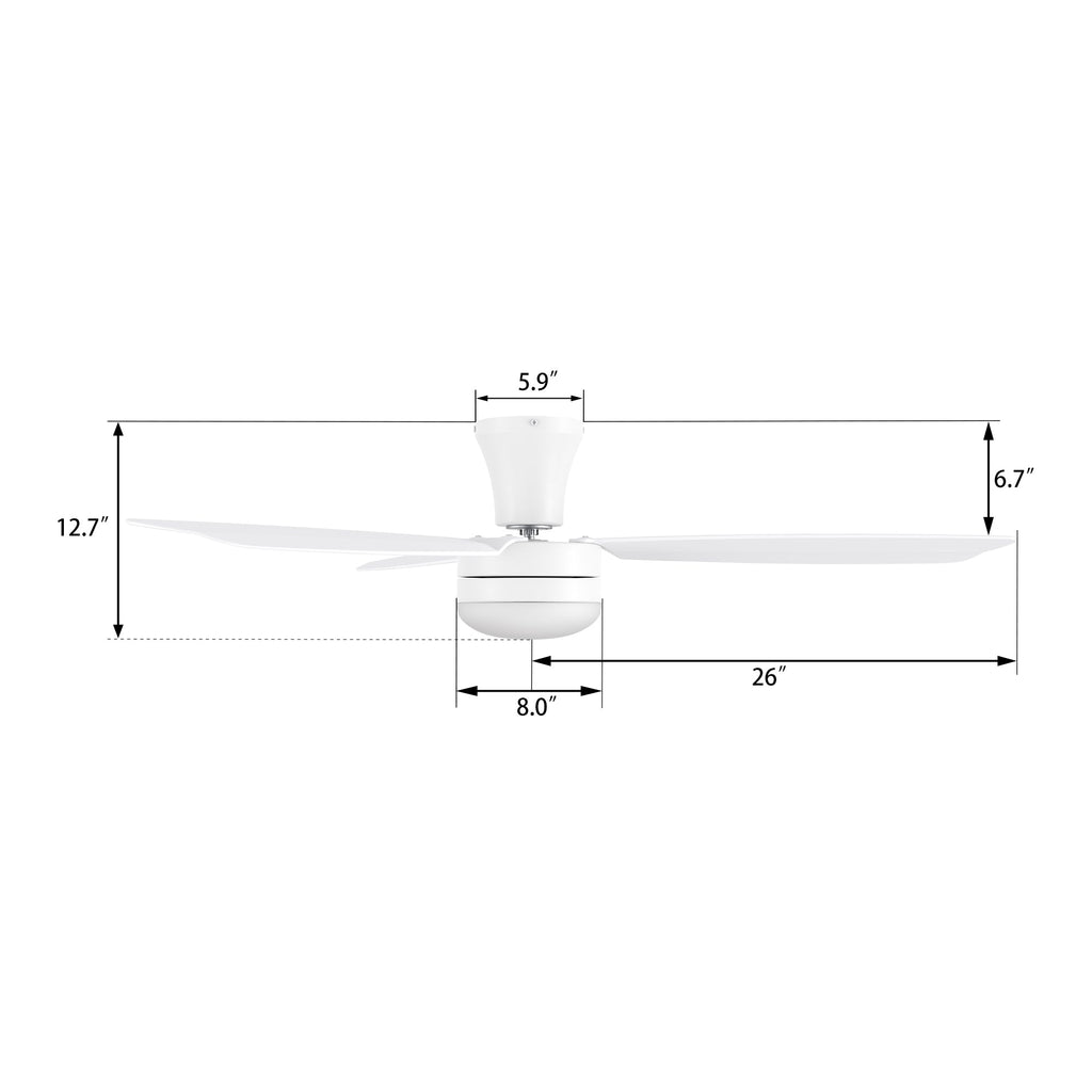 VARA 52 inch 3-Blade Flush Mount Ceiling Fan with LED light & Remote